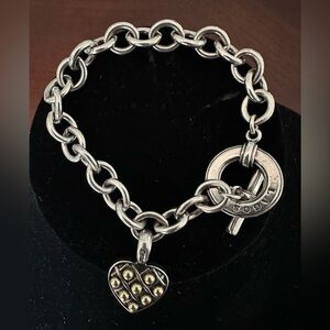 Lagos Caviar 925 Sterling Silver and Bracelet With 18k Gold Heart Charm